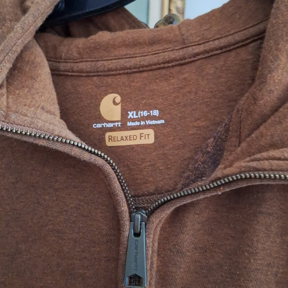 Carhartt Womens Brown Hooded Quarter-Zip Sweatshirt